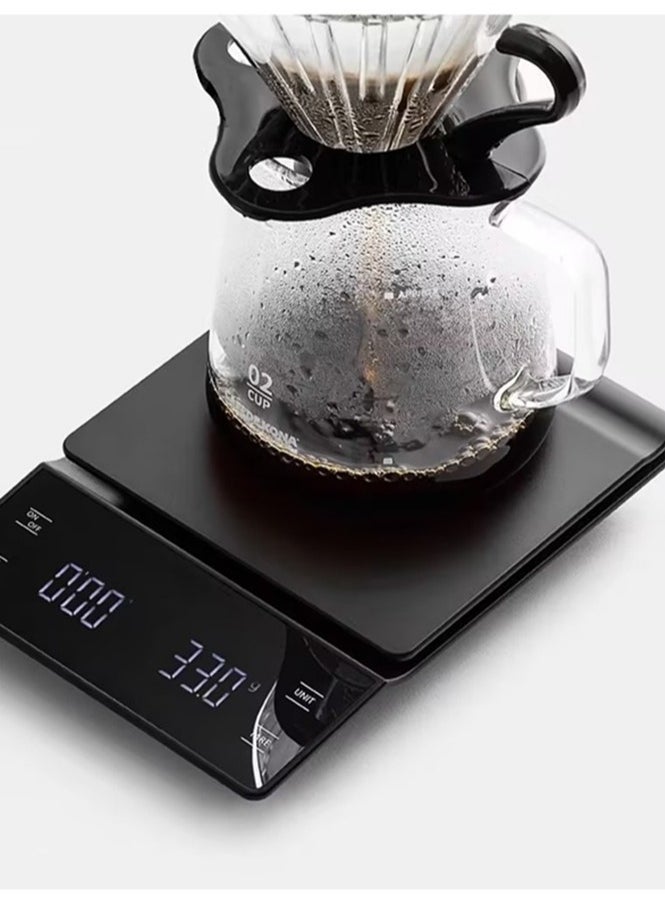 ELFSA - USB Coffee Scale With Timer Kitchen Scale Pour Over V60 Drip Coffee Digital Scale With LCD Display For Cooking Baking Waterproof Mat Weight For Up To 3000G With 0.1G Steps - Image 1