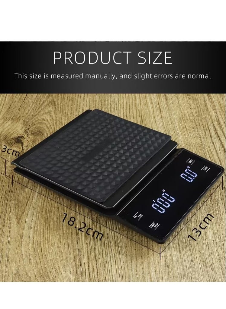 ELFSA - USB Coffee Scale With Timer Kitchen Scale Pour Over V60 Drip Coffee Digital Scale With LCD Display For Cooking Baking Waterproof Mat Weight For Up To 3000G With 0.1G Steps - Image 1