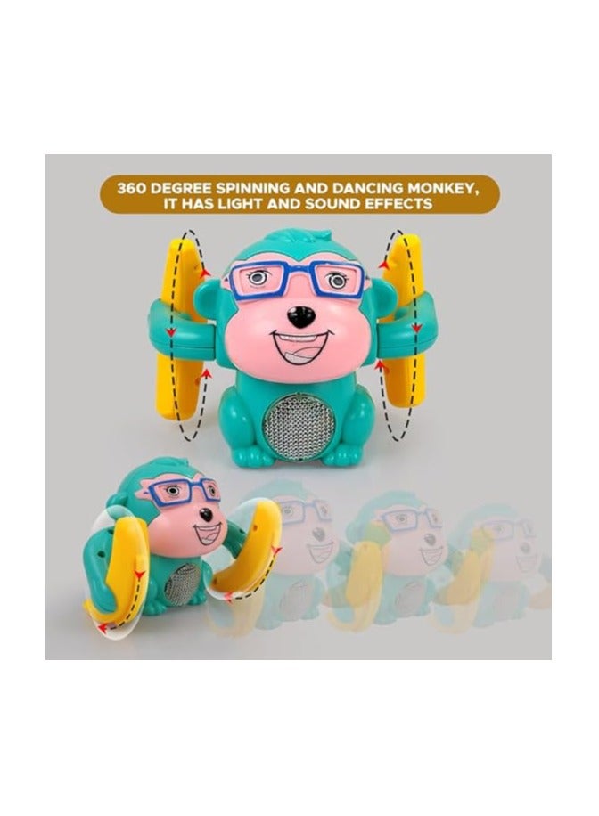 NHR Dancing Monkey Musical Toys for Kids 360° Baby Spinning Rolling Doll Tumble Toy with Voice Control Musical Light and Sound Effects with Sensor (3+ Months, Multicolor)  - Image 3