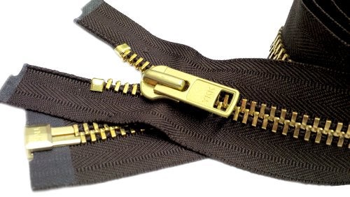YKK® 30" Extra Heavy Duty Jacket Zipper YKK #10 Brass Separating ~ Color 570 Sept. Brown (1 Zipper/Pack) - Image 2