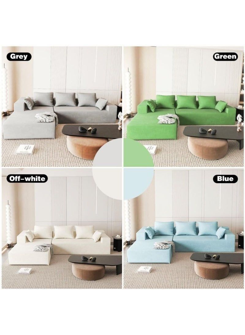 Al Zakharef Furniture Alisa Modern 3-Seater L-Shape Velvet Sofa with Free Pillows – Soft Foam Seating, Solid Wood Frame, Comfortable Color Off White - Image 4