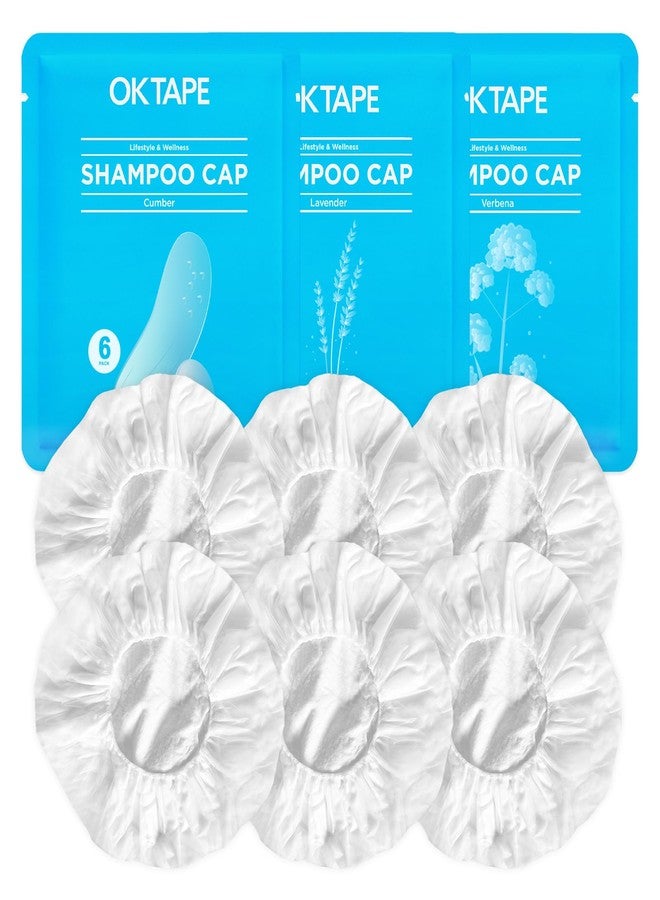 OK TAPE No Water Shampoo Caps (6 Pack) 3 Scents, Rinse Free Shower Cap for Elderly, After Surgery, Camping, Shampoo and Conditioner Hair Wash Cap (Lavender, Verbena and Cucumber Scents) - Image 1