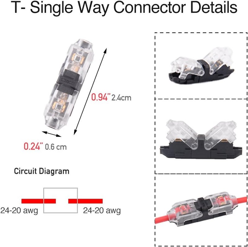 Brightfour Low Voltage Wire Connectors, Solderless Wire Tap Connectors (2 Way 1 Pin 16 Pack) - Image 4