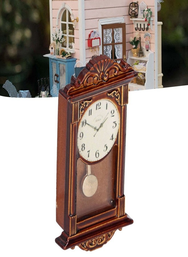 Evonecy Dollhouse Miniature Clock, Delicate Carving 1:12 Scale Wall Clock for Doll House Decoration - Image 2