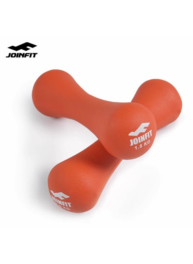Joinfit Colored Powder-coated Dumbbell Set For Women's Home Fitness And Body Shaping, 1.5kg Pair, Orange - Image 5