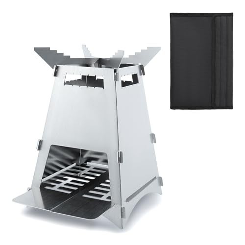 YERGOFE Foldable Portable Camp Stove-Mini Stainless Steel Grid Wood Burning Stove, Portable Collapsible Backpacking Stove Survival Rocket Stove for Hiking Outdoor Tent Camping Picnic,small - Image 1