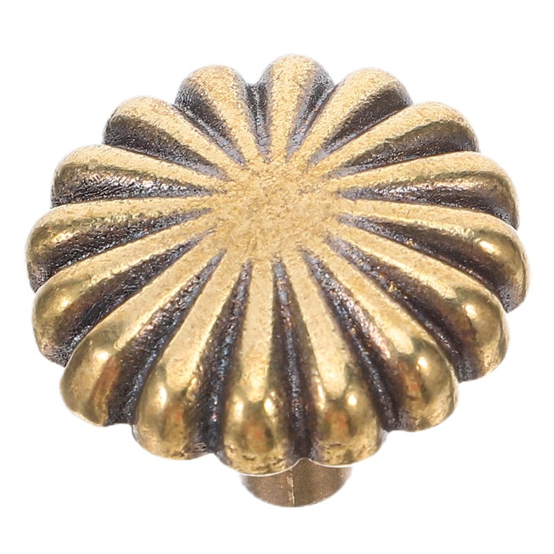 Brass Daisy Drawer Pulls Vintage Flower Cabinet Handles Retro Metal Cupboard Knobs - Image 2