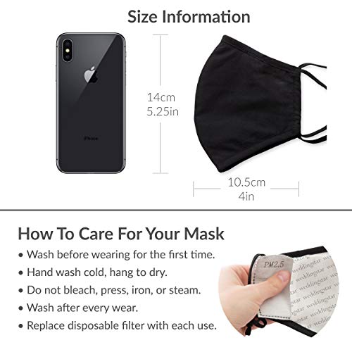 WEDDINGSTAR 3-Ply Adult Washable Cloth Face Mask Reusable and Adjustable with Filter Pocket - Blue Modern Floral - Image 5