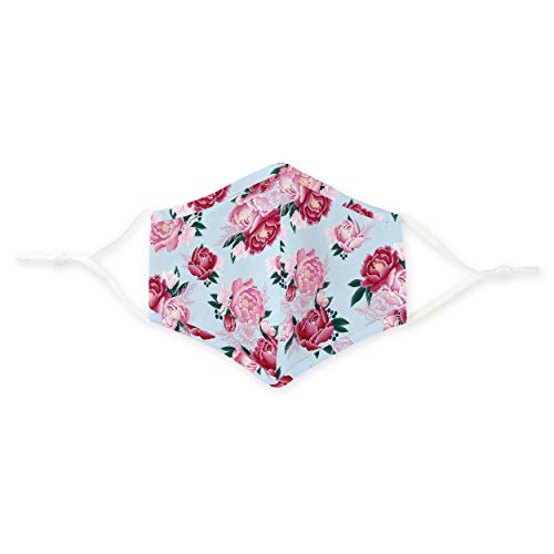 WEDDINGSTAR 3-Ply Adult Washable Cloth Face Mask Reusable and Adjustable with Filter Pocket - Blue Modern Floral - Image 2