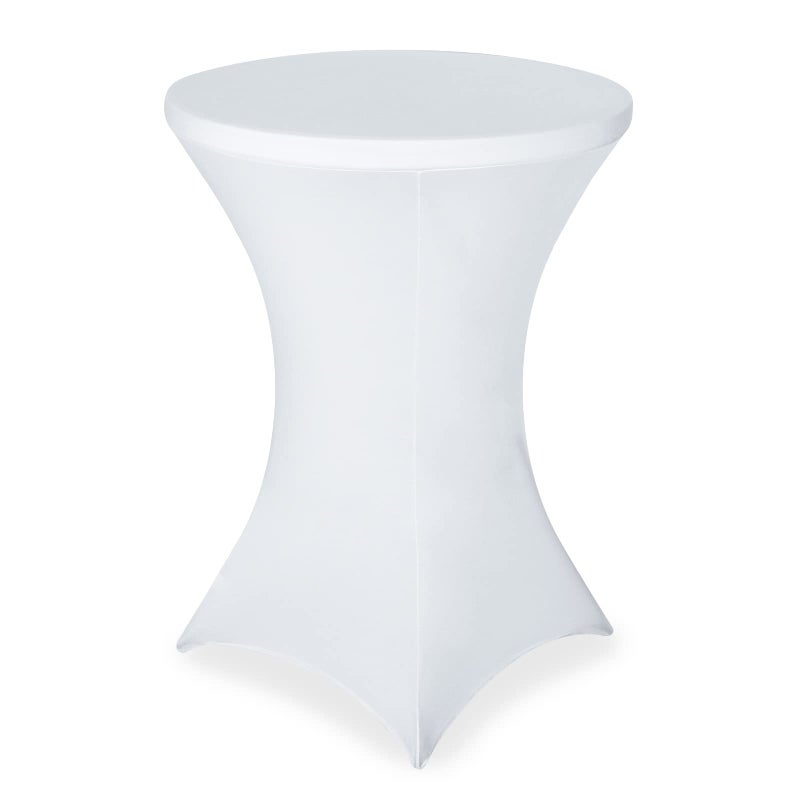 FestiCorp Spandex Table Cover Cocktail Fitted Tablecloths Round Highboy Stretch Table Covers Cloths for Party DJ Bar Wedding Birthday Banquet White 3032 Diameter x 4043 Height
