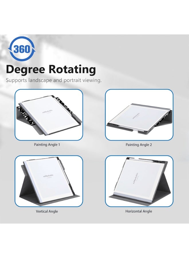 My Choice 360° Folding Case Cover with Pen Slot for Remarkable 2 10.3"- Black/White - Image 5