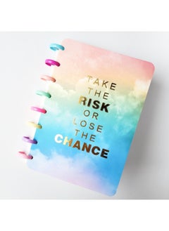 Generic Inspirational A5 Disc-Bound Notebook with Rainbow Gradient Cover Gold Foil Quote Design Multicolor Discs 