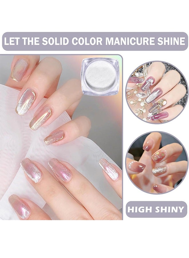 ماكس فاين 4 نفس الصناديق مسحوق اللؤلؤ، مسحوق أظافر أورورا شفاف مثلج، مسحوق الحرباء المجسم بألوان قوس قزح النيون من الكروم قزحي الألوان بيرليسسينت عالي اللمعان لفن الأظافر - Image 4