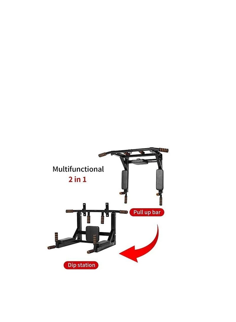 H PRO Wall Mounted Pull Up Bar| 2 in 1 Multifunctional Chin Up Bar| Dip Station for Indoor Exercise| Power Tower Set| Dip Bars for Home Gym Workout| Fitness Training Equipment Max Load 440lbs - Image 5