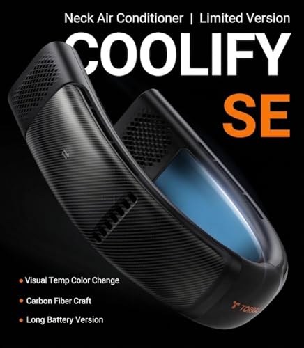 TORRAS COOLiFY SE Neck Fans that Blow Cold Air Limited Version Neck Air Conditioner with Long Battery OrangeblueChange Neck Fan Smart App Control Neck Fan Rechargeable Black - Image 3