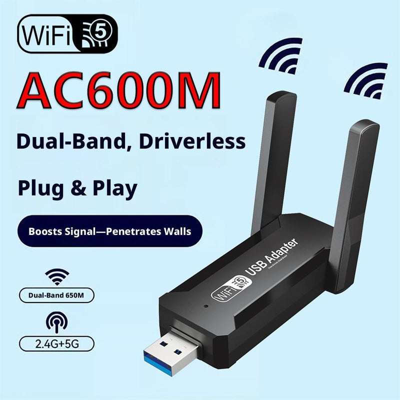 1300M Gigabit Dual-Band 5G Wireless Network Card, Driver-Free Computer USB WiFi Receiver and Transmitter - Image 4