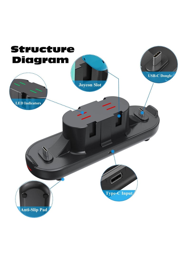 Controller Charging Dock Station Compatible with Nintendo Switch Pro Controller and Joy-con, 6-in-1 Charging Stand for Switch OLED Model Lite with Charging Indicator and Type C Charging Cable KSA | R - Image 2