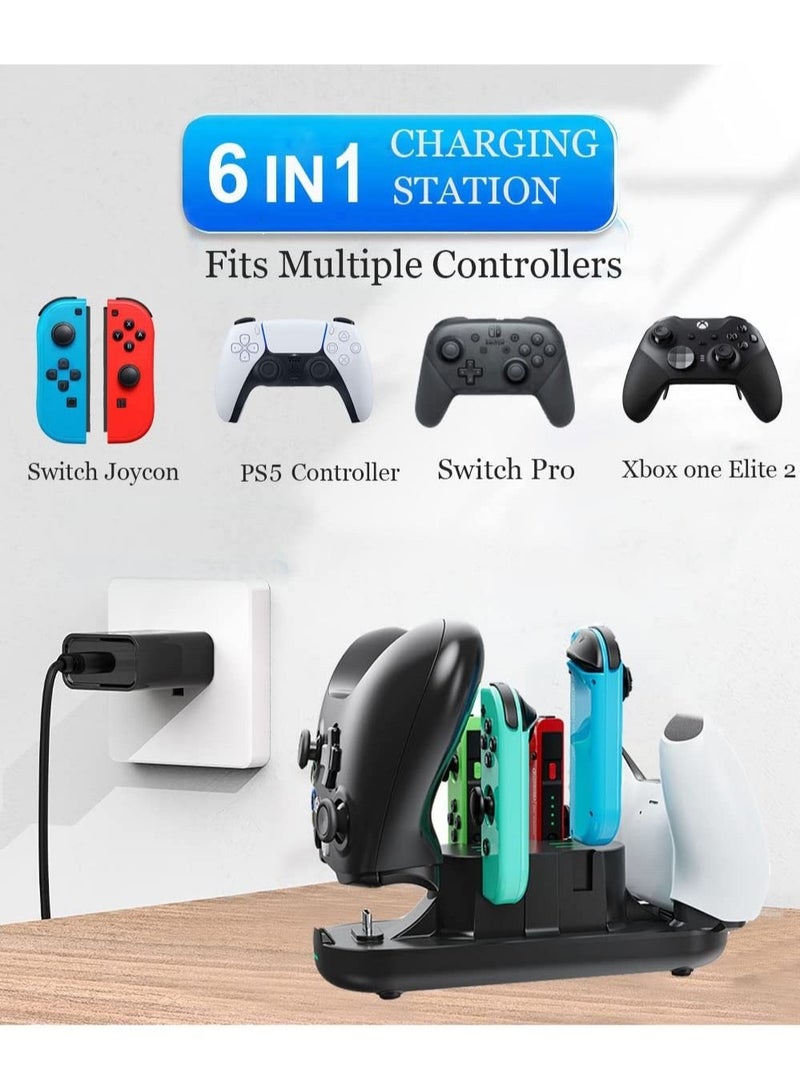Controller Charging Dock Station Compatible with Nintendo Switch Pro Controller and Joy-con, 6-in-1 Charging Stand for Switch OLED Model Lite with Charging Indicator and Type C Charging Cable KSA | R - Image 4