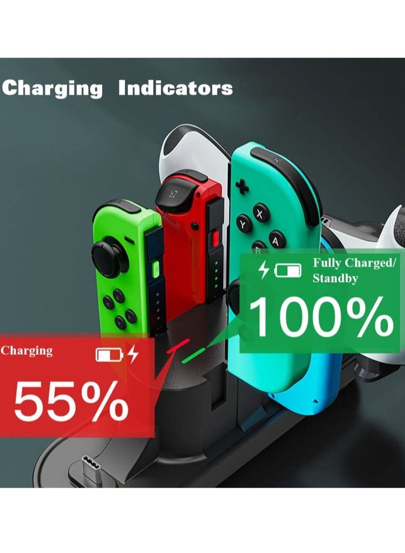 Controller Charging Dock Station Compatible with Nintendo Switch Pro Controller and Joy-con, 6-in-1 Charging Stand for Switch OLED Model Lite with Charging Indicator and Type C Charging Cable KSA | R - Image 3