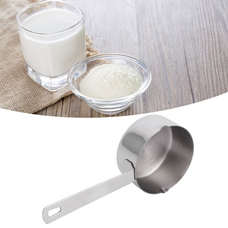 Baking Measuring Spoon 304 Stainless Steel Corrosion-Resistant - Liquid Pouring Design Measuring Cup Scoop - Scale Marked Smooth Texture Spoon for Home Kitchen Seasoning Flour Measure - Image 4