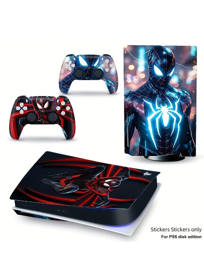 [Decals Only] BLACK RED Spider-Man themed Playstation 5 console - Premium vinyl sticker (disc drive) - Waterproof and dustproof Eye-catching illustration design - Image 1