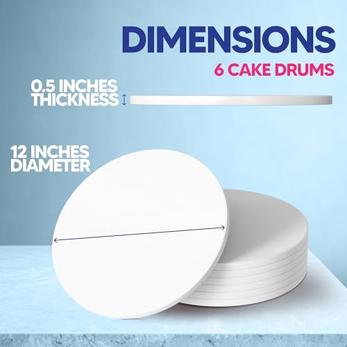 RICCLE Cake Boards - 12 Inch Cake Drum - Smooth-Edged Pack Of 6 Cake Drums - Sturdy Cake Boards Round - Bend Resistant Multi-Layered Cake Base for Minimalist Displays - Image 2