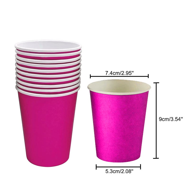 Yuxitia Disposable Paper Cups  60pcs Pink Paper Cups For DIY Wedding Party Picnic BBQ Travel and Event 8OZ (Hot Pink) - Image 2