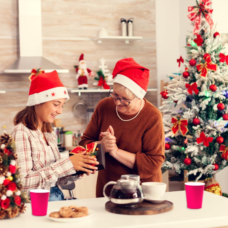 Yuxitia Disposable Paper Cups  60pcs Pink Paper Cups For DIY Wedding Party Picnic BBQ Travel and Event 8OZ (Hot Pink) - Image 5