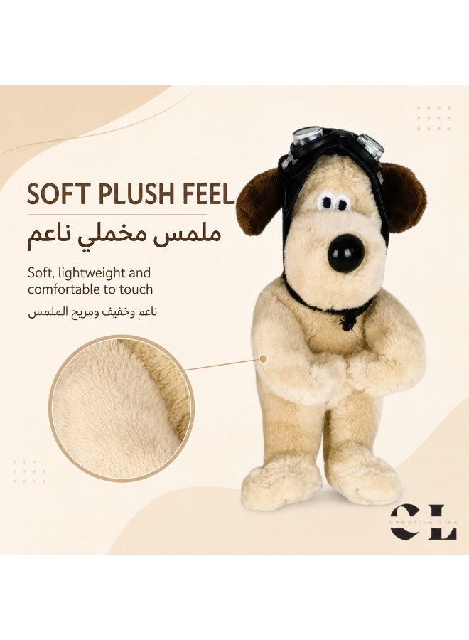 الحياة الإبداعية كريتيف لايف دمية كلب طيار محشوة لتزيين السيارة، زينة لطيفة لناقل الحركة وذراع الإشارة والمسّاحات بأذرع قابلة للتعديل، بيج - Image 4