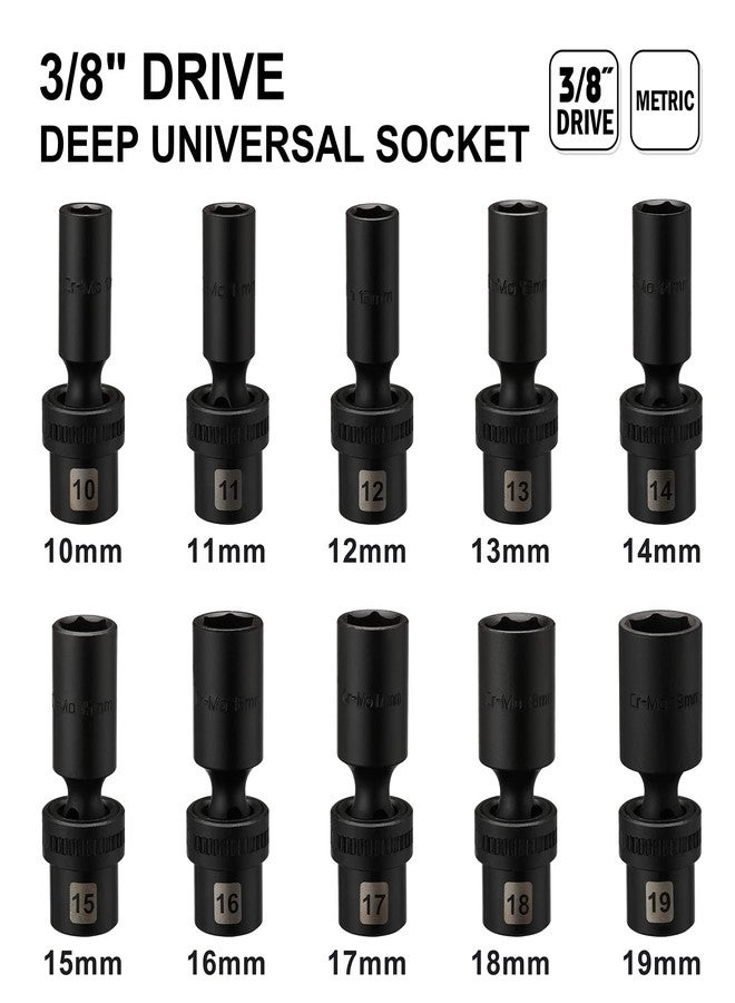 Mayouko 10 PCS 3/8" Drive Deep Universal Impact Socket Set, 6 Point, Metric,10-19mm - Image 2