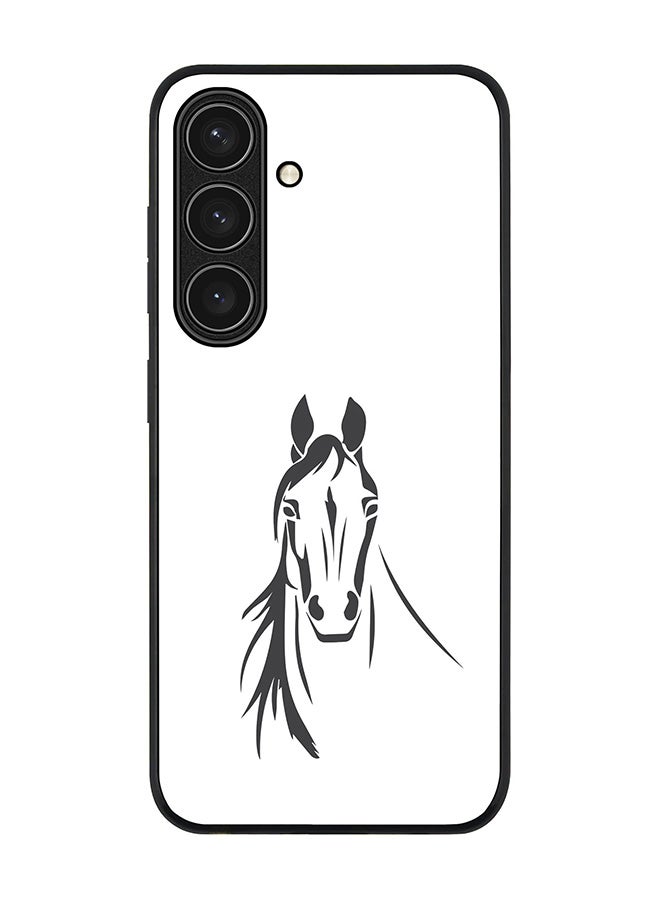 Stylizedd Rugged Black edge case for Samsung Galaxy S24 FE, Slim fit Soft Case Flexible Rubber Edges Anti Drop TPU Gel Thin Cover -  Arabian Stallion - Image 1