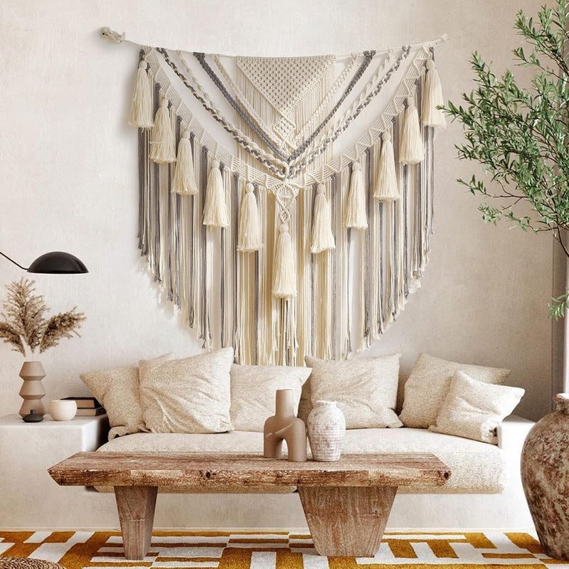 Jakalin Flexible purchase choices Hanging Large Macrame Wall Decor Panels Handmade Wall Art Home Living Room Bedroom Decor,47" Wx 55" L KSA standard compatible design - Image 2