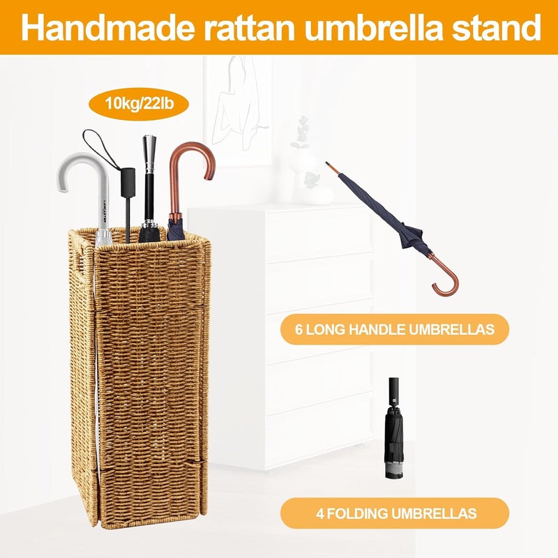 Bmrewax Rattan Umbrella holder, Hand Woven Umbrella Holder for Entryway, Indoor Umbrella Rack Organizer Freestanding, Umbrella Bucket Fits Mudroom,Walking Canes,Home,Office - Image 5