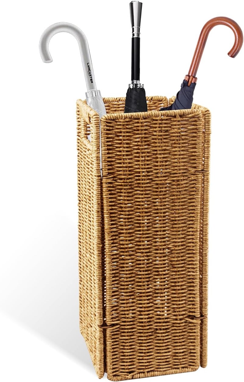 Bmrewax Rattan Umbrella holder, Hand Woven Umbrella Holder for Entryway, Indoor Umbrella Rack Organizer Freestanding, Umbrella Bucket Fits Mudroom,Walking Canes,Home,Office - Image 1