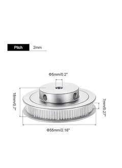 Excefore 80 Teeth 5mm Bore Timing Pulley, Aluminium Synchronous Wheel Silver with M5 Screw for 3D Printer Belt, CNC Machine  - Image 2