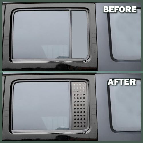 Phamyor Rear Door Window Glass Decals Aluminum Alloy Glass Panel Cover Trim Fit for 2007-2018 Jeep Wrangler JK JKU Sport Rubicon Sahara Unlimited 4-Door, 2PCS, Black - Image 4
