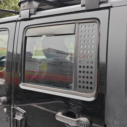 Phamyor Rear Door Window Glass Decals Aluminum Alloy Glass Panel Cover Trim Fit for 2007-2018 Jeep Wrangler JK JKU Sport Rubicon Sahara Unlimited 4-Door, 2PCS, Black - Image 5