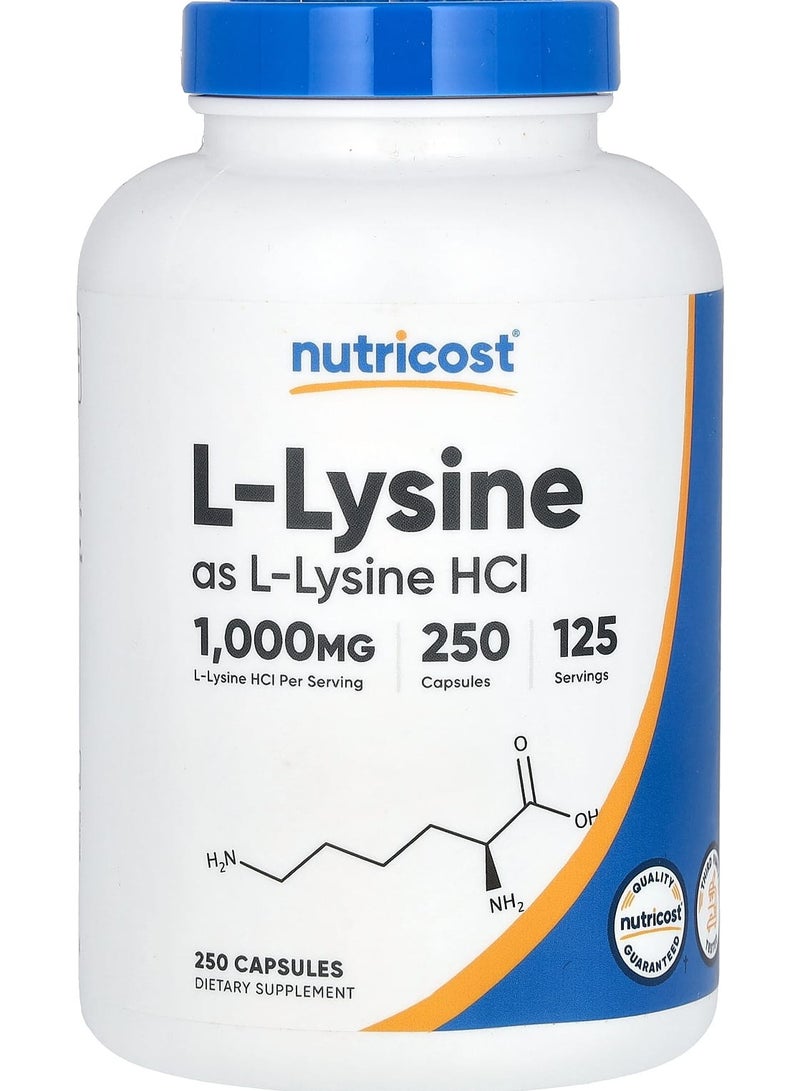L-Lysine, 1,000 mg, 250 Capsules (500 mg per Capsule)