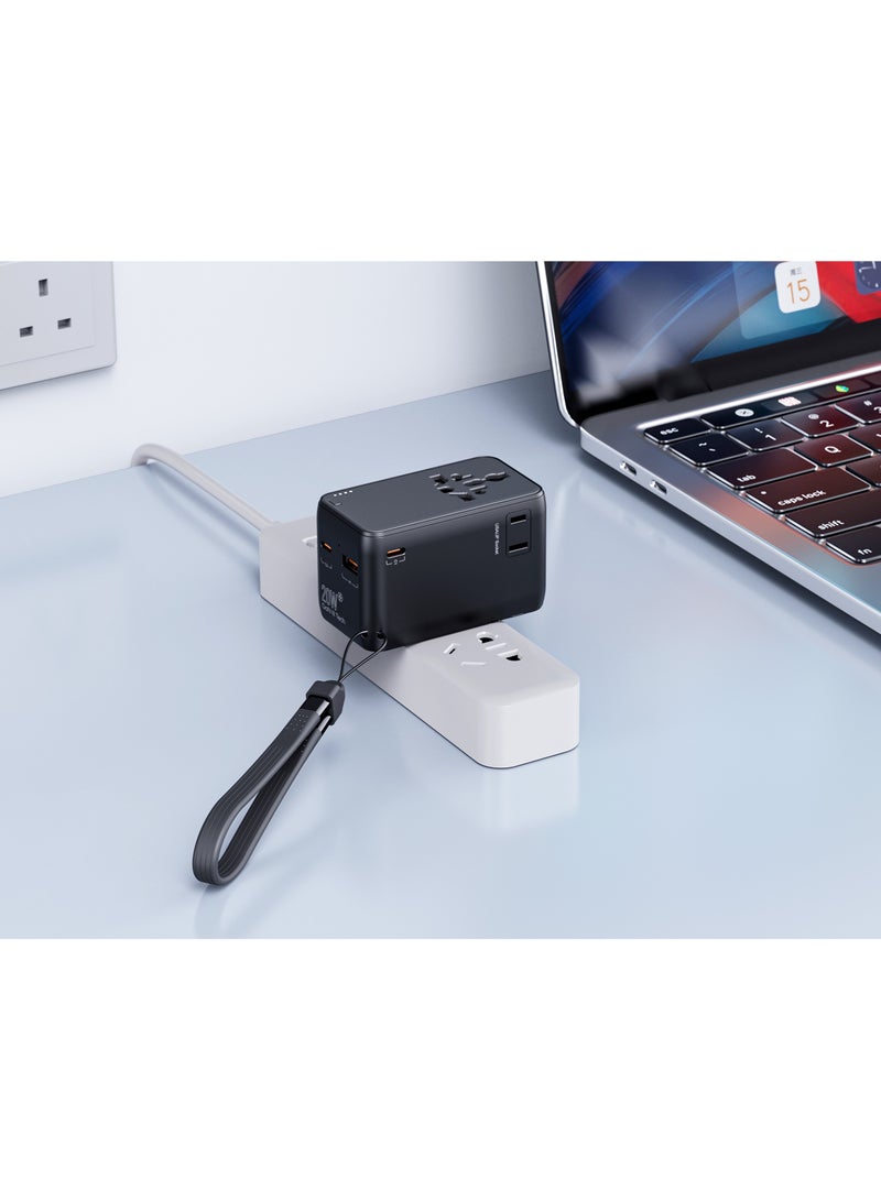 باورولوجي محول سفر عالمي مع منفذين USB-C PD ومنفذ USB-A 2500 واط / بنك طاقة 4000 مللي أمبير / بنك طاقة سريع الشحن مع محول محمول / شحن 5 أجهزة / تقنية GaN III - أسود - Image 4