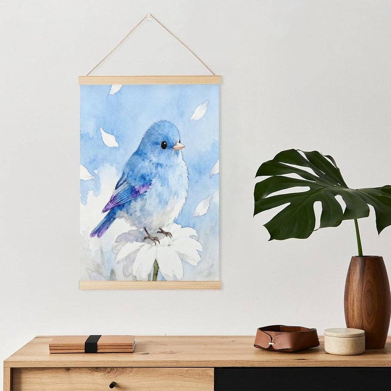 Bird Blue Magnetic Poster Hanger Frame Exquisite Decorative Magnetic Painting Art Wood Canvas Painting Frames for Photos Pictures Maps Scrolls 23.6x15.7 Inch - Image 5