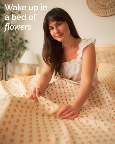 CGK Unlimited Floral Sheets Flower Print Bed Sheet Set 1 Flat 1 Fitted 2 Pillowcases w Deep Pockets Comfy Cozy Wrinkle Fade Free Boho Botanical Bedding Soft Breathable Cooling King Size Set - Image 3