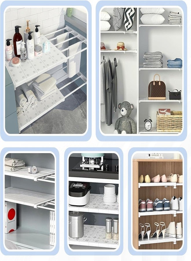 Clefairy 1Psc Wardrobe Closet Storage Shelf Cabinet Stretchable Layered Partition Rack Layered Telescopic Baffle Nail-Free Shelf(60-38cm) - Image 3