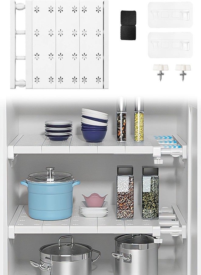 Clefairy 1Psc Wardrobe Closet Storage Shelf Cabinet Stretchable Layered Partition Rack Layered Telescopic Baffle Nail-Free Shelf(60-38cm) - Image 1