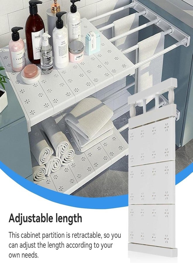 Clefairy 1Psc Wardrobe Closet Storage Shelf Cabinet Stretchable Layered Partition Rack Layered Telescopic Baffle Nail-Free Shelf(60-38cm) - Image 5