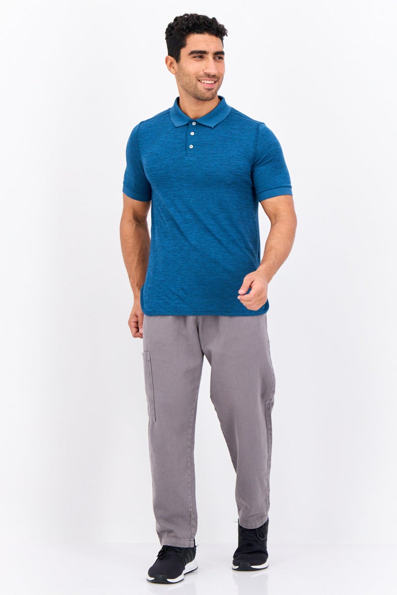 MOTION Men Sportswear Fit Short Sleeves Running Polo Shirt, Dark Cyan - Image 4