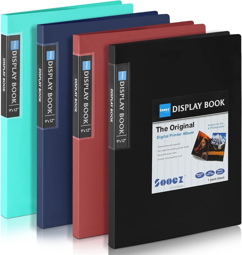 Sooez 30Pocket Binder with Plastic Sleeves 9x12 Heavy Duty Art Portfolio Folder with Clear Sheet Protectors Display 60 Pages Presentation Book for Artwork Document Organizer Binder 4 Pack - Image 2