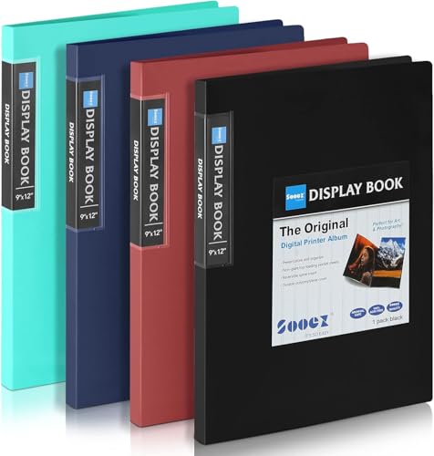 Sooez 30Pocket Binder with Plastic Sleeves 9x12 Heavy Duty Art Portfolio Folder with Clear Sheet Protectors Display 60 Pages Presentation Book for Artwork Document Organizer Binder 4 Pack - Image 1