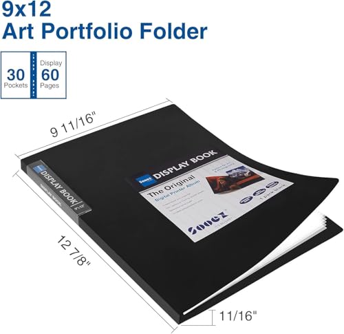 Sooez 30Pocket Binder with Plastic Sleeves 9x12 Heavy Duty Art Portfolio Folder with Clear Sheet Protectors Display 60 Pages Presentation Book for Artwork Document Organizer Binder 4 Pack - Image 3