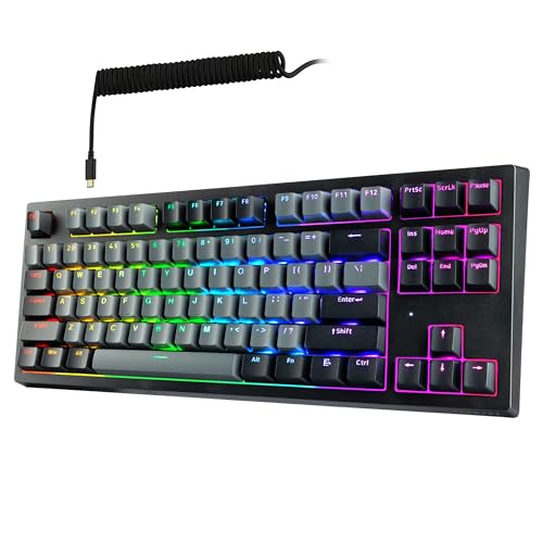 TECWARE Phantom+ Elite 87 Key RGB Mechanical Gaming Keyboard, LED Backlit, Universal Hot-Swap, Wired and Wireless, 3 Mode Connectivity, Thocky Sounding, Black Elite Wraith Pink - Image 1