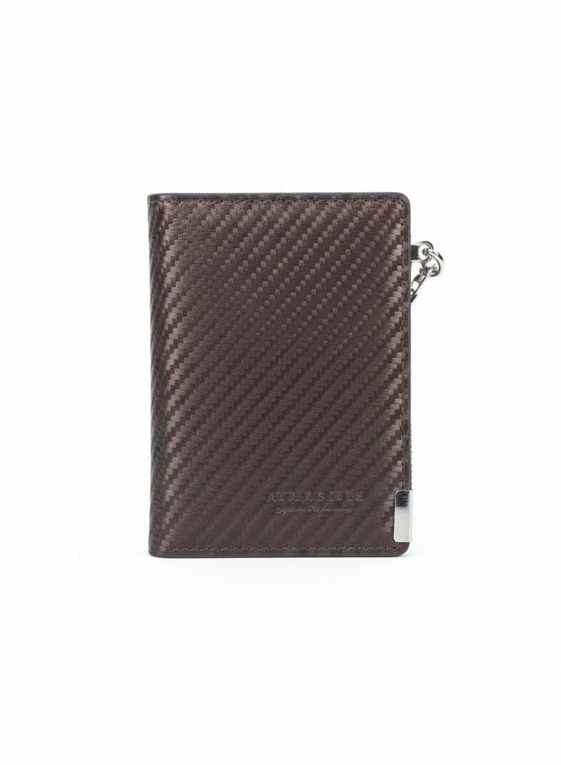 zoba Men's classic brown leather zip wallet – credit and bank card holder with coin pocket and a practical compact design for everyday use - Image 3